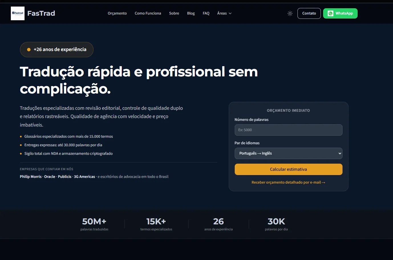 Site público de serviços de tradução ligado ao Mt-service
